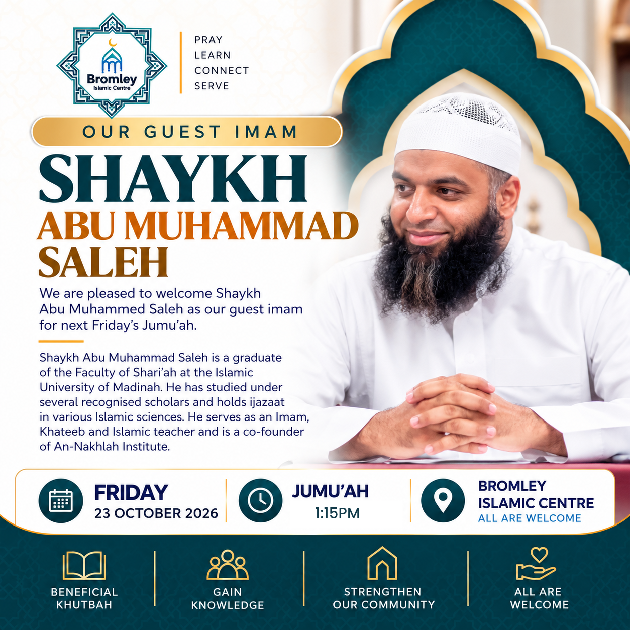 Guest imam Shaykh Abu Muhammad Saleh